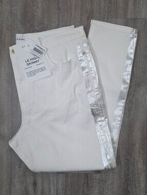 Frame Denim White LE HIGH Skinny Jeans With Foil Tux-Size 34 *NWT*